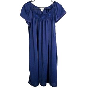 Miss‎ Elaine Navy Blue Nightgown XL Pajamas Loungewear Traditional Casual